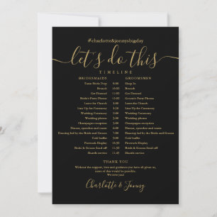 Black And Gold Wedding Schedule Timeline Card