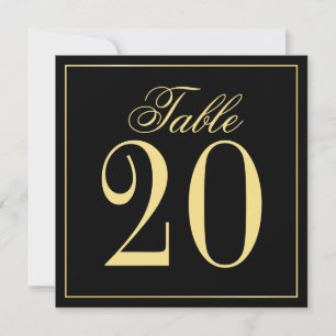 Black and Gold Wedding Square Table Number Card