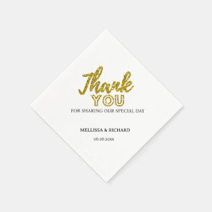 Black And Gold Wedding Thank You Personalised Napkin