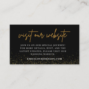 Black and Gold Wedding Website RSVP QR Code Enclosure Card