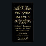 Black and Gold Wedding Wine Bottle Monogram Favour<br><div class="desc">Perfect for vineyard weddings or wine bottle favours,  these elegant vintage flourished style labels feature a custom wedding monogram with bride and groom's names,  the wedding date,  type of wine,  and thank you message that can be completely personalised. Black and champagne gold or tan colours.</div>