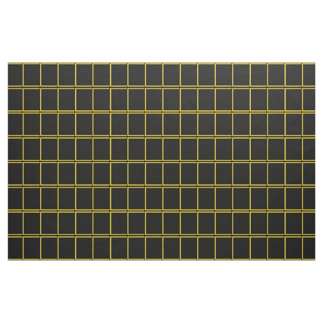 Black and Gold Windowpane Check Fabric (Yard)