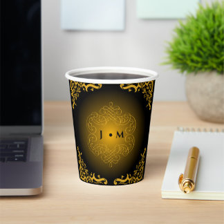 Black and Gold with decorative elements    Paper Cups
