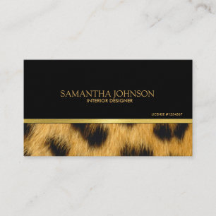Black and Gold with Leopard Fur Business Card