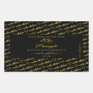 Black and Gold Word Cloud Product Labels Hearts
