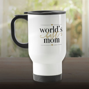 Black and Gold Worlds Best Mum Elegant Travel Mug