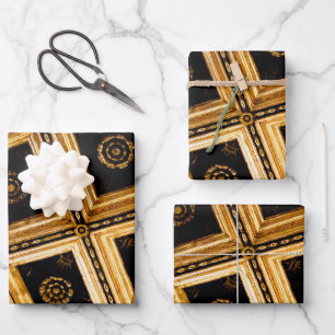 Black and Gold Wrapping Paper Sheet