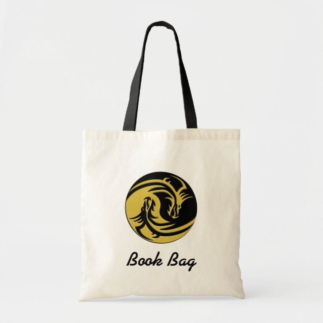 Black and gold yin yang book bag (Front)