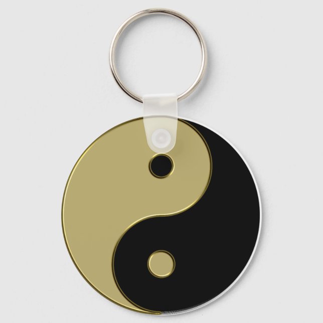 black and gold yin yang key ring (Front)