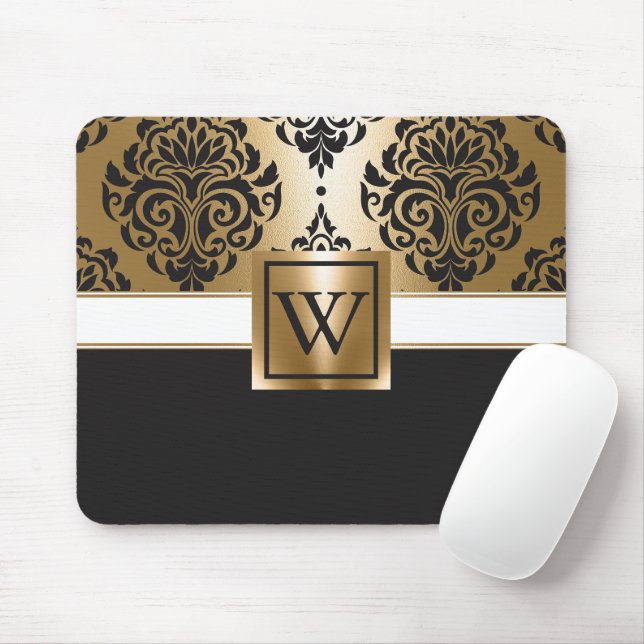 Black and Golden Arabesc Mouse Mat (With Mouse)