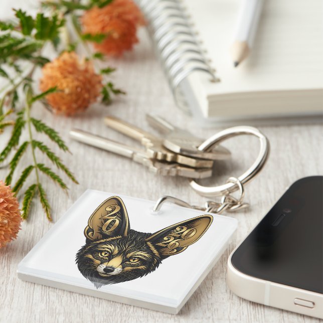 Black and golden art aesthetics year 2026 key ring (Front Right)