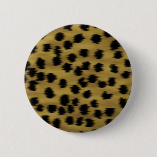 Black and Golden Brown Cheetah Print Pattern. 6 Cm Round Badge