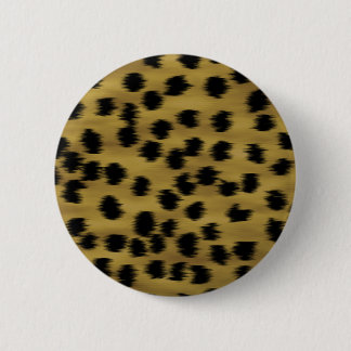 Black and Golden Brown Cheetah Print Pattern. 6 Cm Round Badge
