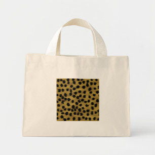 Black and Golden Brown Cheetah Print Pattern. Mini Tote Bag