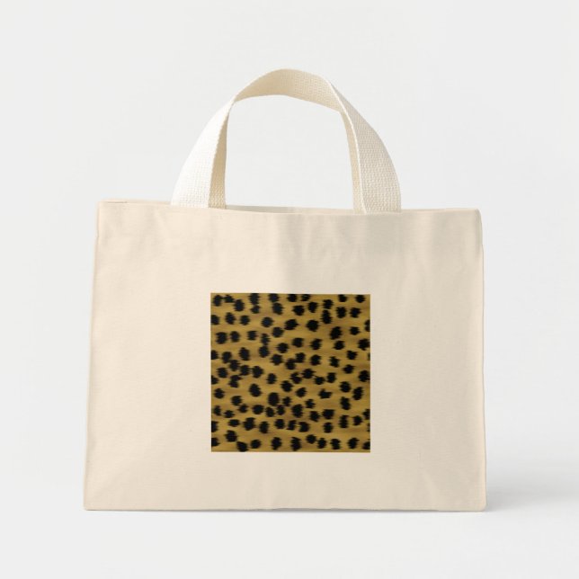 Black and Golden Brown Cheetah Print Pattern. Mini Tote Bag (Front)