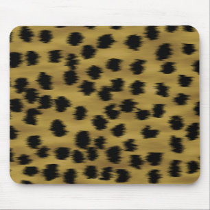Black and Golden Brown Cheetah Print Pattern. Mouse Mat