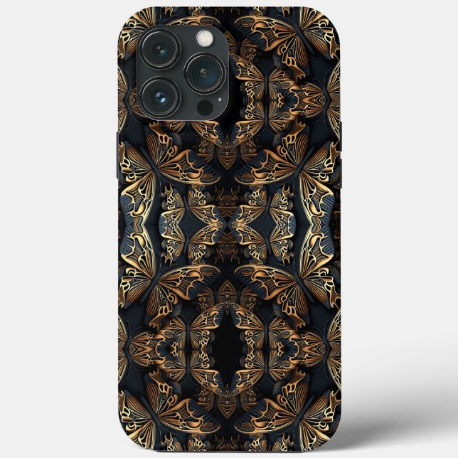 Black and Golden Butterfly Seamless Pattren Case-Mate iPhone Case (Back)