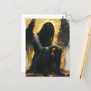 Black and Golden Details Angel Postcard