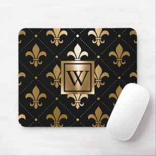 Black and Golden Fleur-de-lis Mouse Mat