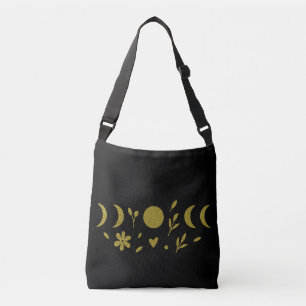 Black and Golden Floral Boho  Crossbody Bag