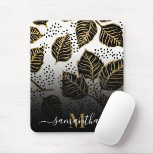 Black and Golden Floral Mouse Mat
