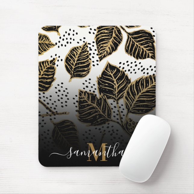 Black and Golden Floral Mouse Mat (With Mouse)