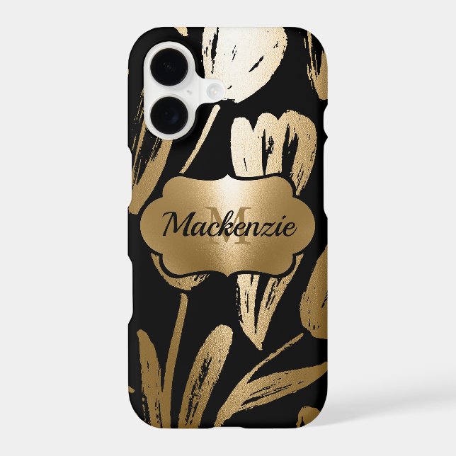 Black and Golden Flowers  iPhone Case (Back)