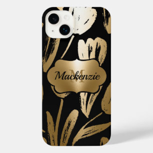 Black and Golden Flowers iPhone 14 Plus Case