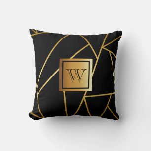 Black and Golden Geometric Cushion