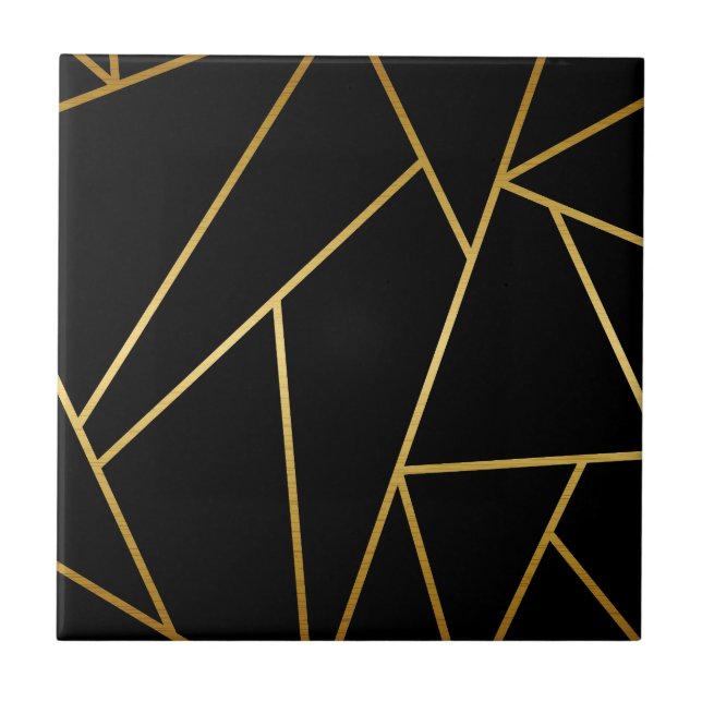 Black and Golden Geometric Tile (Front)