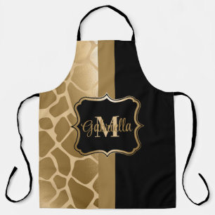 Black and Golden Giraffe Pattern Apron