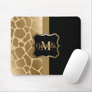 Black and Golden Giraffe Pattern Mouse Mat