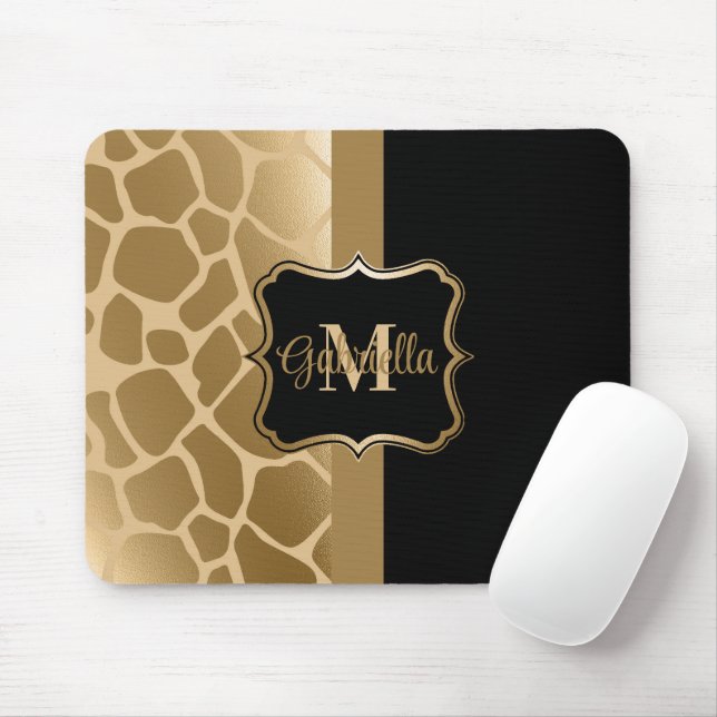 Black and Golden Giraffe Pattern Mouse Mat (With Mouse)