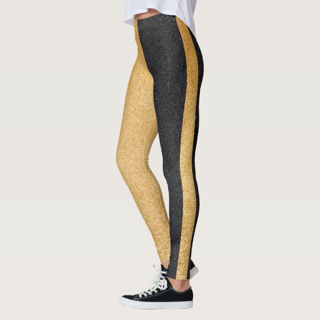 Black And Golden Glitter Leggings (Left)