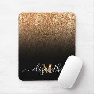 Black and Golden Glitter Monogram Mouse Mat