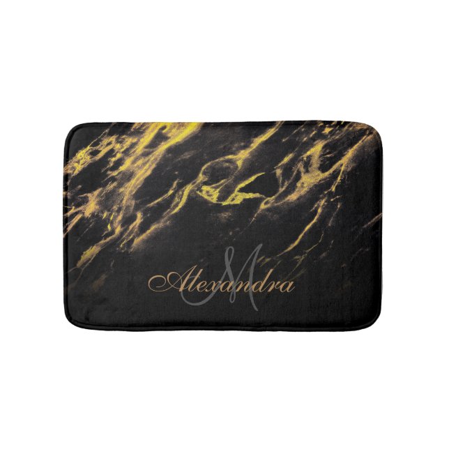 Black and Golden Granite Bath Mat (Front)