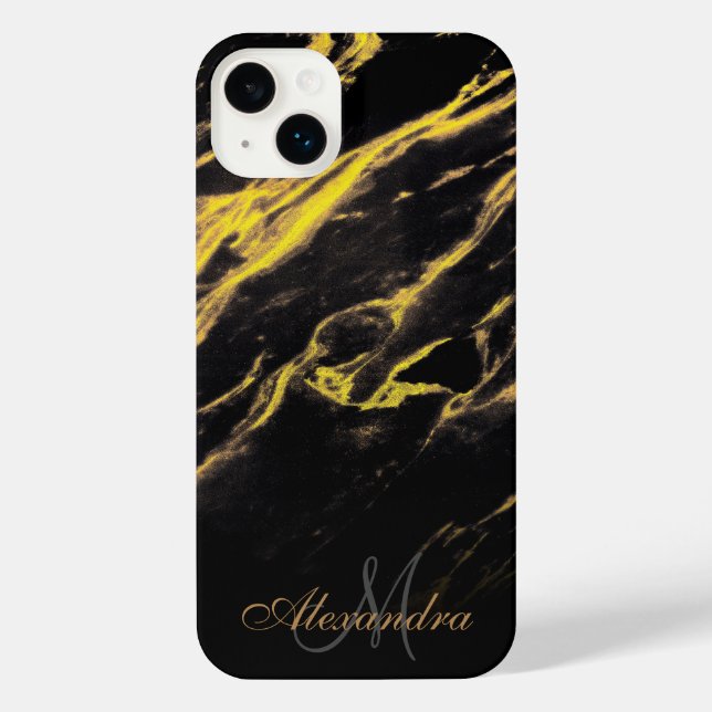 Black and Golden Granite iPhone Case (Back)