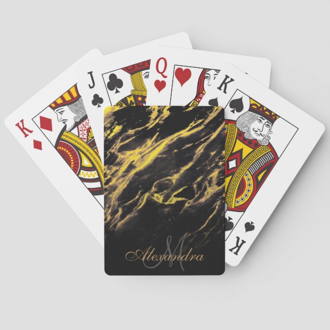 Black and Golden Granite Playing Cards (Back)
