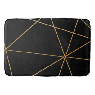 Black and golden line design bath mat