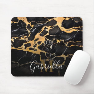 Black and Golden Marble Mouse Mat