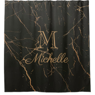 Black and Golden Marble Shower Curtain
