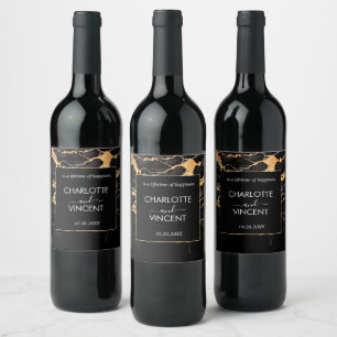 Black and Golden Marble Wine Label