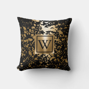 Black and Golden Metallic Brush Cushion