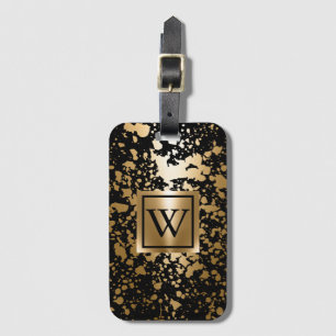 Black and Golden Metallic Brush Luggage Tag