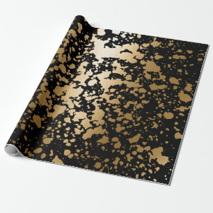 Black and Golden Metallic Brush Wrapping Paper