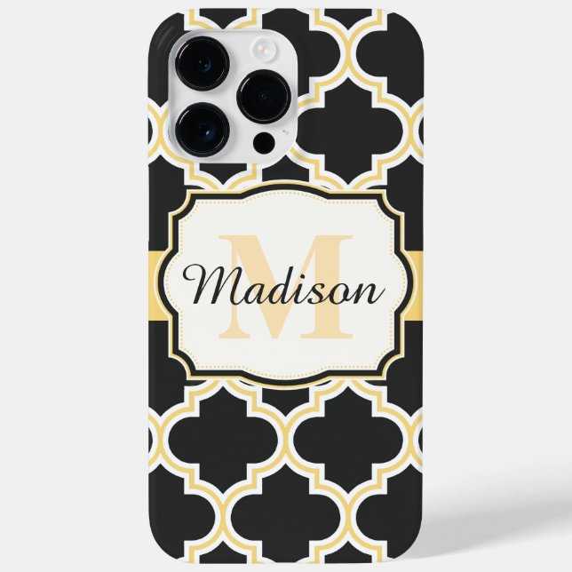 Black and Golden Moroccan Quatrefoil Case-Mate iPhone Case (Back)