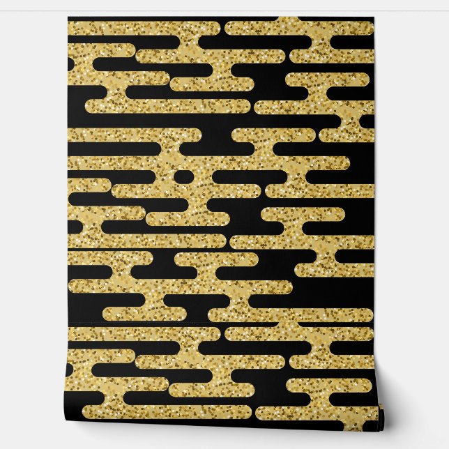 Black and Golden Pattern Modern Wallpaper (Unrolling)