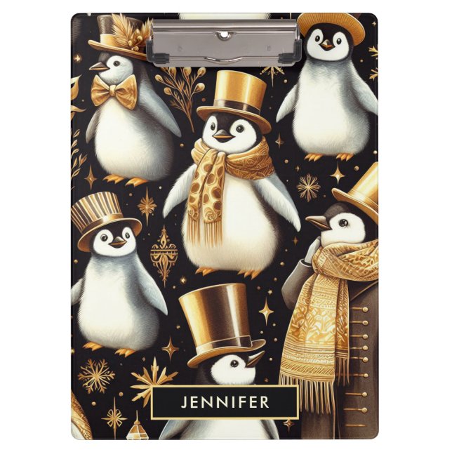 Black and Golden Penguin Clipboard (Front)