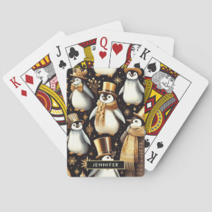 Black and Golden Penguin Playing Cards