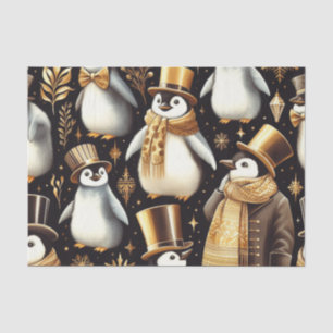 Black and Golden Penguin Tissue Paper